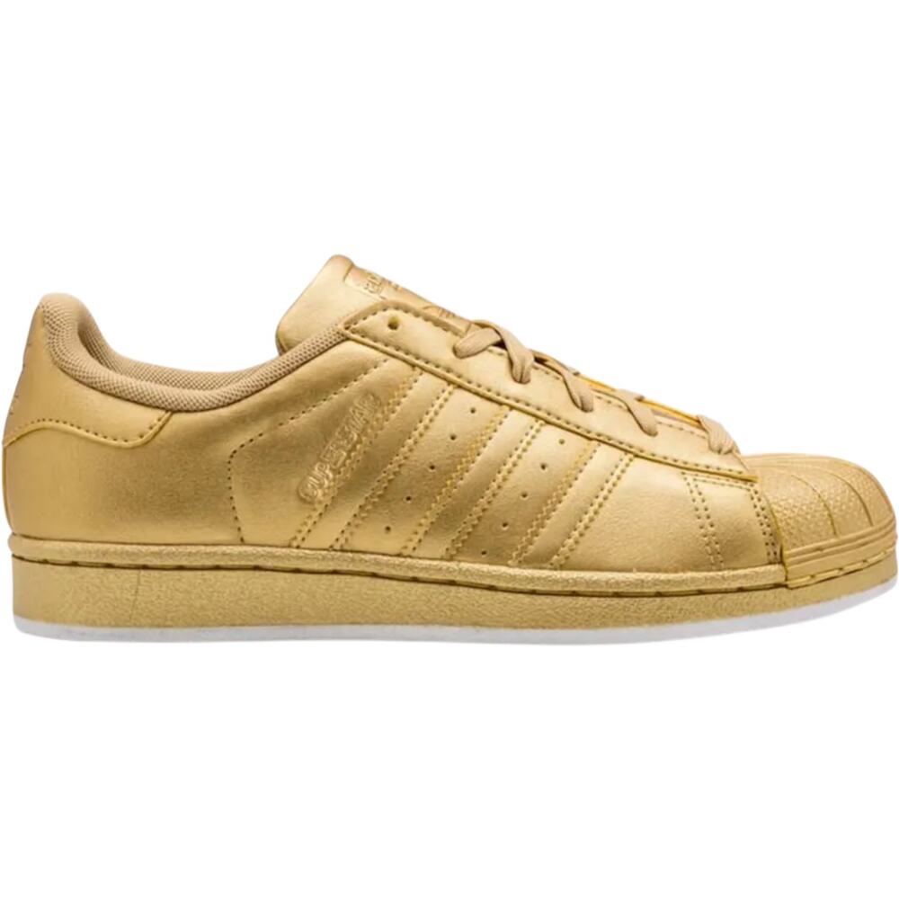 Adidas Superstar Originals Sneakers Leather Lace Up Gold Metallic 7.5